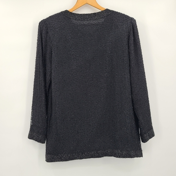 RARE! Vintage 1980s Stenay Black Beaded 100% Silk Evening Jacket -Stunning! - Picture 4 of 13